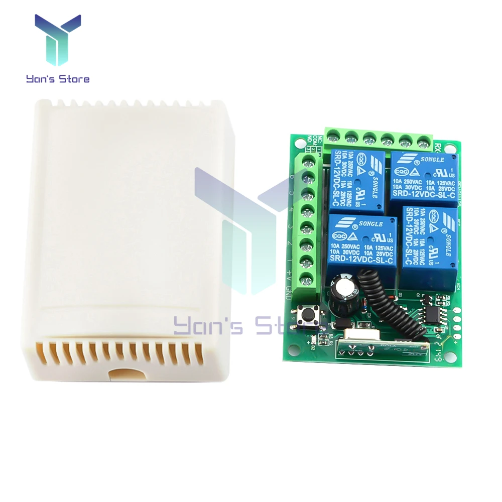 315MHz 433Mhz DC12V Smart Wireless Remote Control Switch 4 Channel RF Relay Receiver Module for Home Light Switch Garage Gate