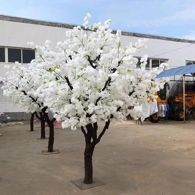 Simulation white cherry tree fake tree net red background interior decoration floor large wishing peach tree