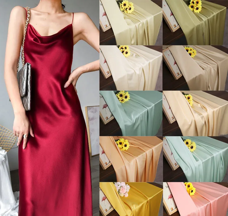 Japanese Acetate Triacetate Satin Fabric Anti Wrinkle Breathable Dress Clothing Double-sided Silk Fabric