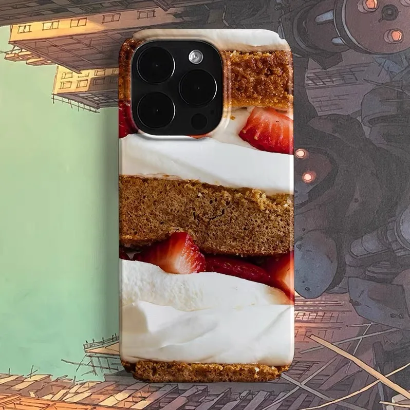 

Strawberry Mousse Cake Art Phone Case for IPHONE 17 Air 16E 15 PROMAX 14 Plus 13 12 MINI 11 PRO 16Plus XR XS Acrylic Phone Cover