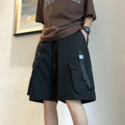 MAIDANGDI Shorts Men\'s Casual Versatile Work Pants, Ins Pocket Five Quarter Pants Oversized Breathable Daily