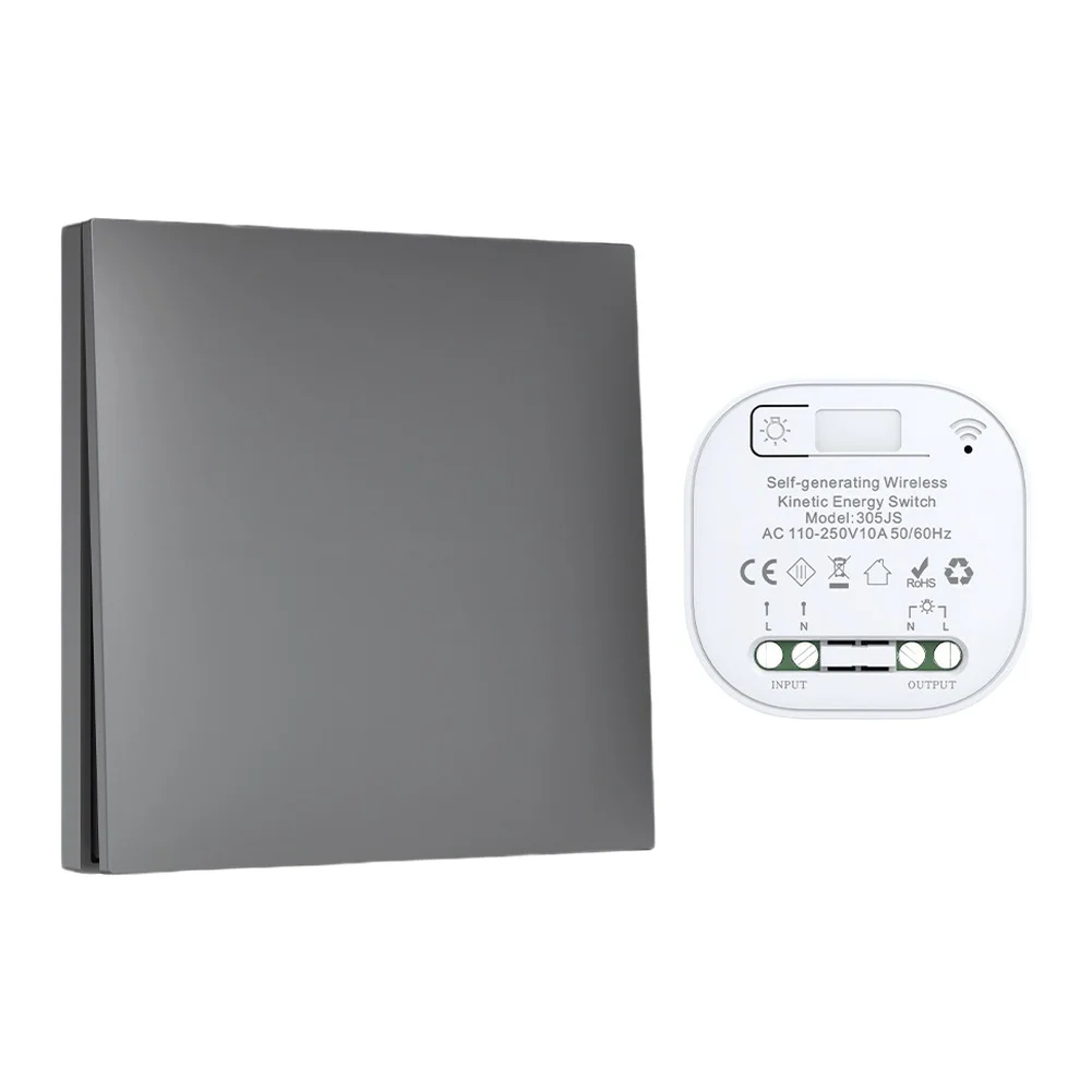 Self Generating Wireless Remote Light Switch Waterproof Wall Mount Battery Frees For Indoor Outdoors Power Tool Accessory