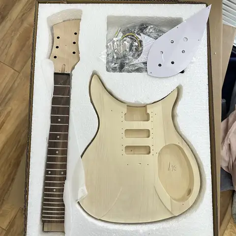DIY Electric Guitar Kit Unfinished Mahogany Body Rosewood Fretboard US Warehouse Complete Hardware Set Free Shipping