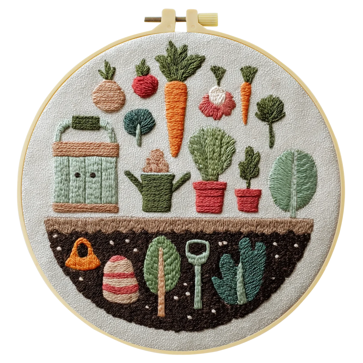 1 Stück 20X20CM/15X15CM 7,87/6,3 Zoll Gemüse-Stickerei-Starter-Kit DIY-Kit DIY-Stickerei-Set Handarbeiten Nähkunst – Detail 3
