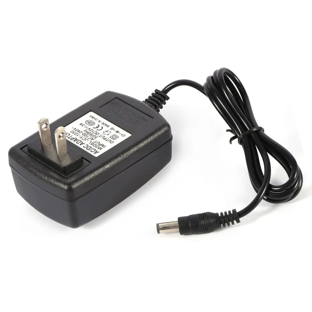Plastic Power Supply Adapter Black 5.5 x 2.5 mm Connector Power Converter Adapter AC to DC 12V 3A 50-60Hz Input Frequency