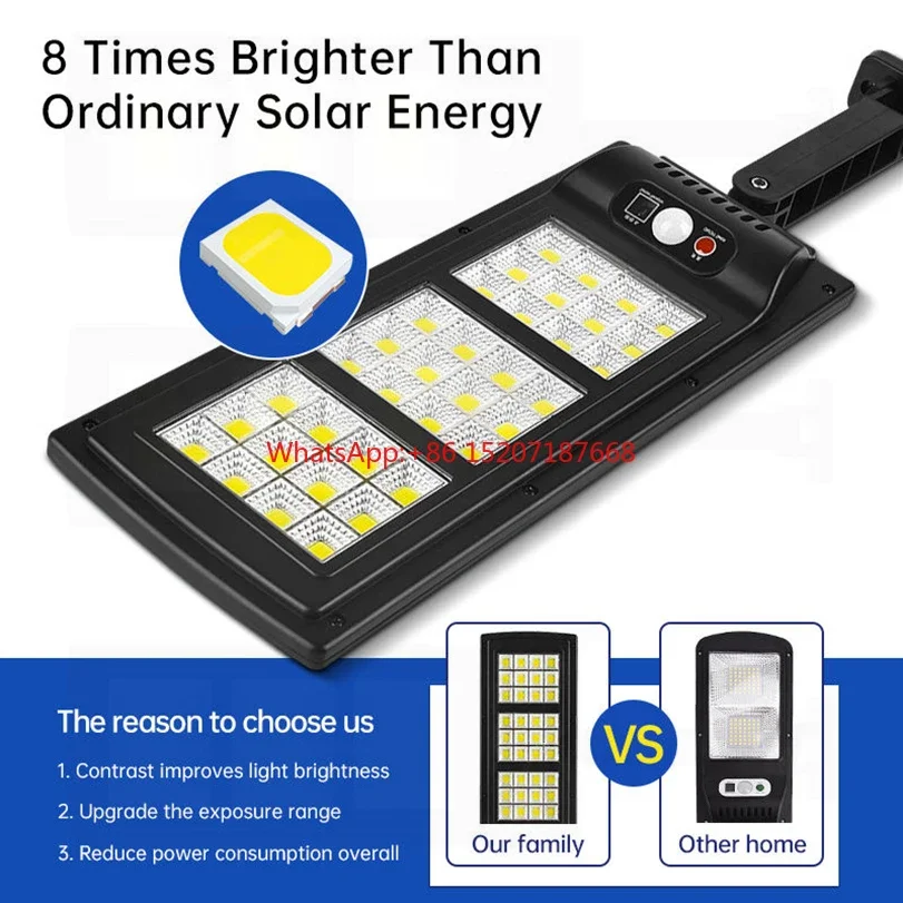 10000LM Solar Led Lamp Outdoor Most Powerful Outdor Solar Lamp 144 LED 3Mode Remote Control Waterproof Light Garden Street Light