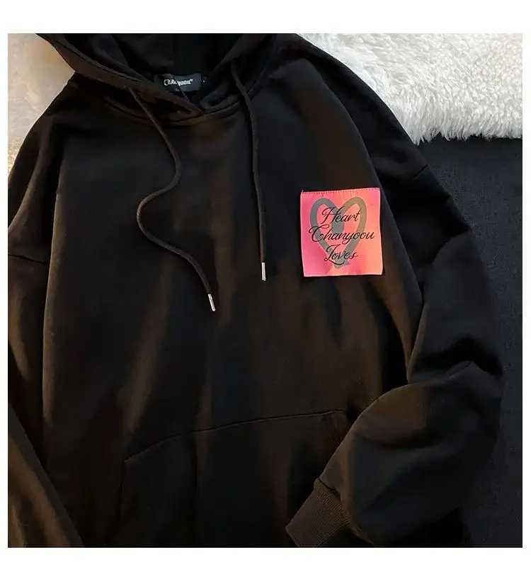 Y2k Red Love Post-it Zipper Hooded Sweater Blast Street Commuter Relaxed Design Feel Small Long Sleeve Jacket zip up hoodie