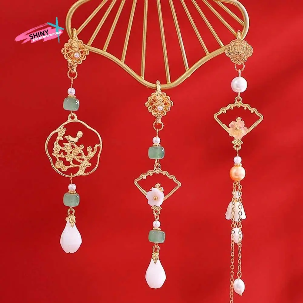 

Long Hanging Tassel Women Hanfu Ornament Imitation Jade Stone Handmade Cheongsam Accessories Fashion Jewelry Dress Ornament