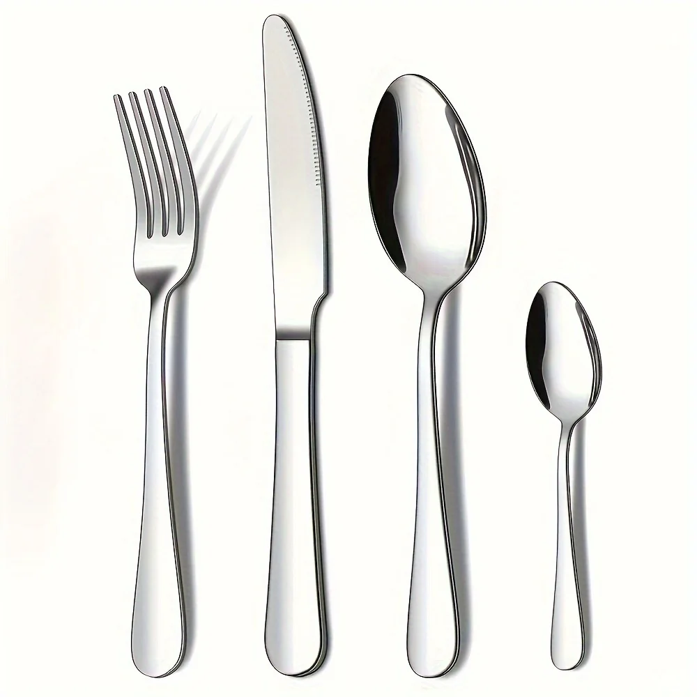 

24pcs/set Stainless Steel Western Cutlery Set, Include Steak Knife, Fork, Spoon And Tea Spoon, Dinner Fork, Dinner Spoon