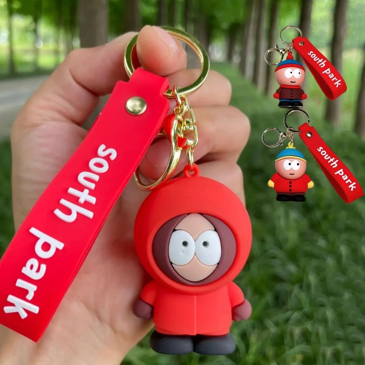 Cartoon South Park Keychain Set, Kyle Broflovski Kenny Eric Cartman Figure Keyring, Bag Car  Decoration Gift
