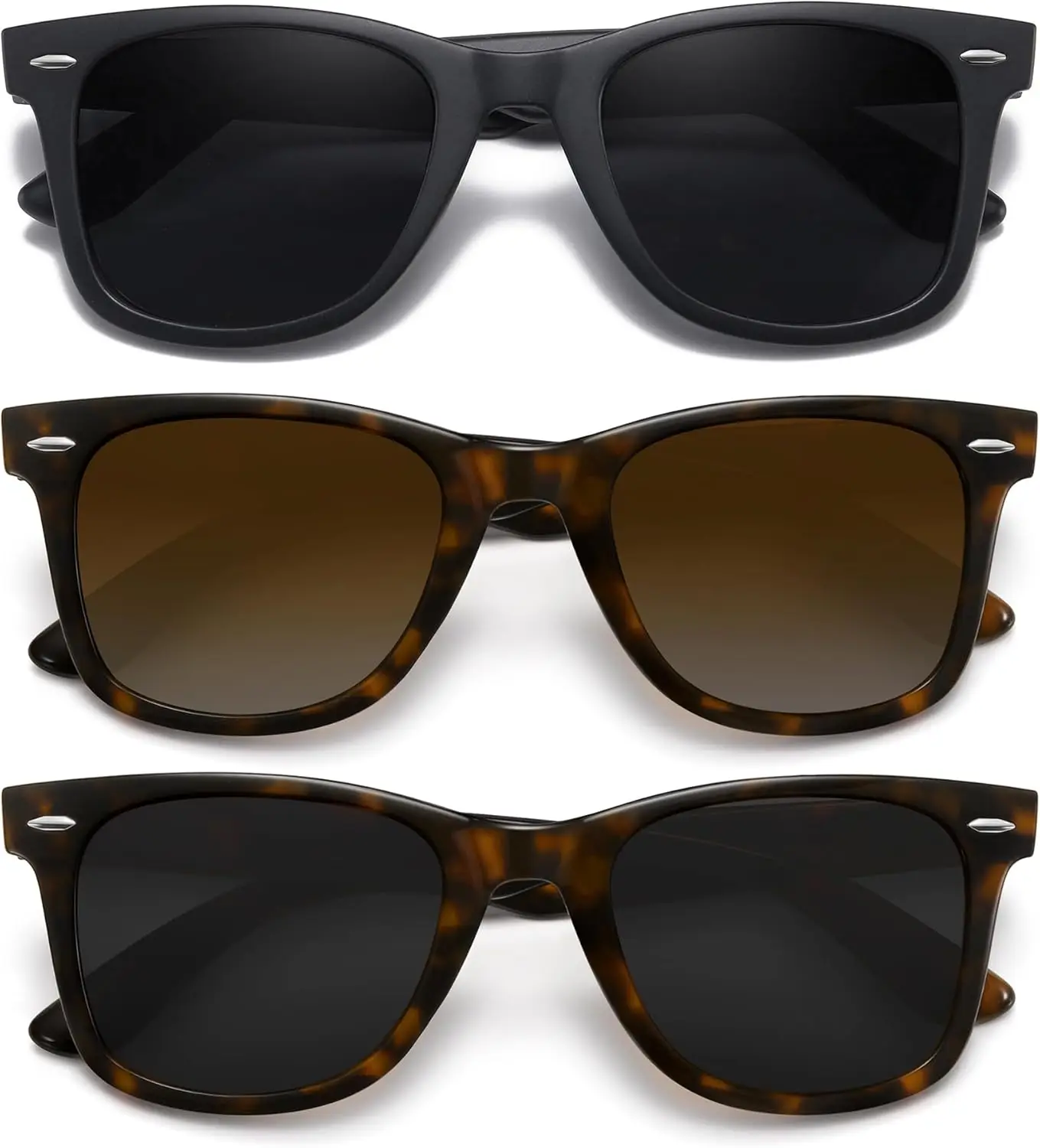 

Ретро-солнцезащитные очки с поляризацией для женщин и мужчин, классические зеркальные линзы, модные солнцезащитные очки для вождения, защита от ультрафиолета (3 шт.)