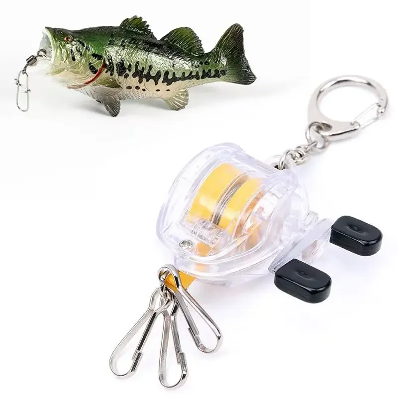 Plastic Retractable Keychain Universal Fishing Reel Shaped Quick Release Clip Multi-Tail Pull Clasp for Fishing Accessories