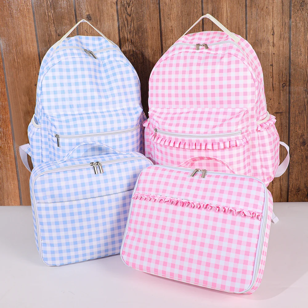 Lunch Bag Rüschen Plaid isolierte Kühlbox Kind Kind Schule Thermal Food Tote Frauen wasserdicht auslaufs icher tragbar wieder verwendbar