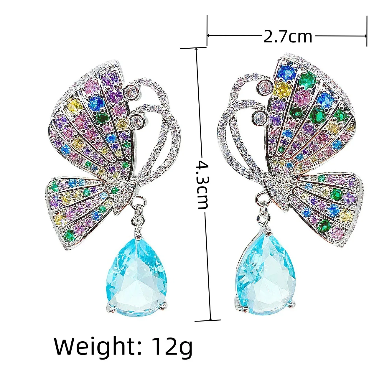New Summer Exquisite Butterfly Pretty Drop Earrings Jewellery Ladies Zirconia Set Dress Prom Travel Event Party Wedding E82