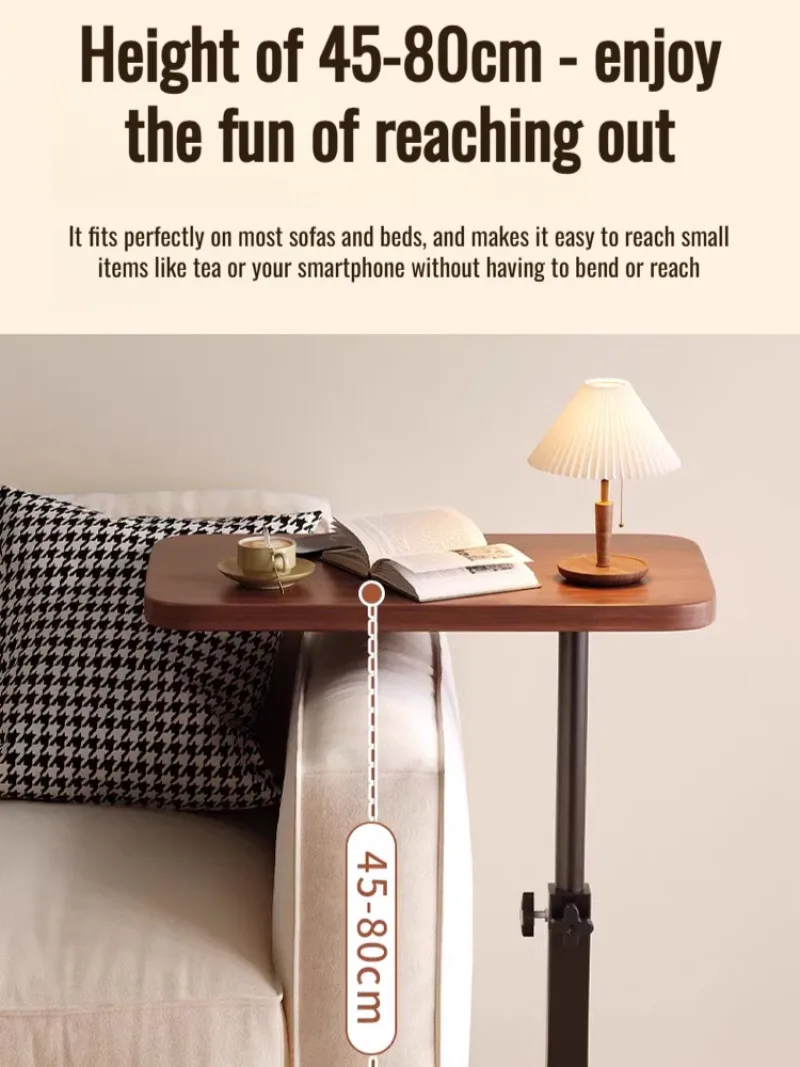 C-shaped Liftable Coffee Table Living Room Sofa Side Table Rotating Foldable Desktop Home Bedside Storage for RV Office Bedroom