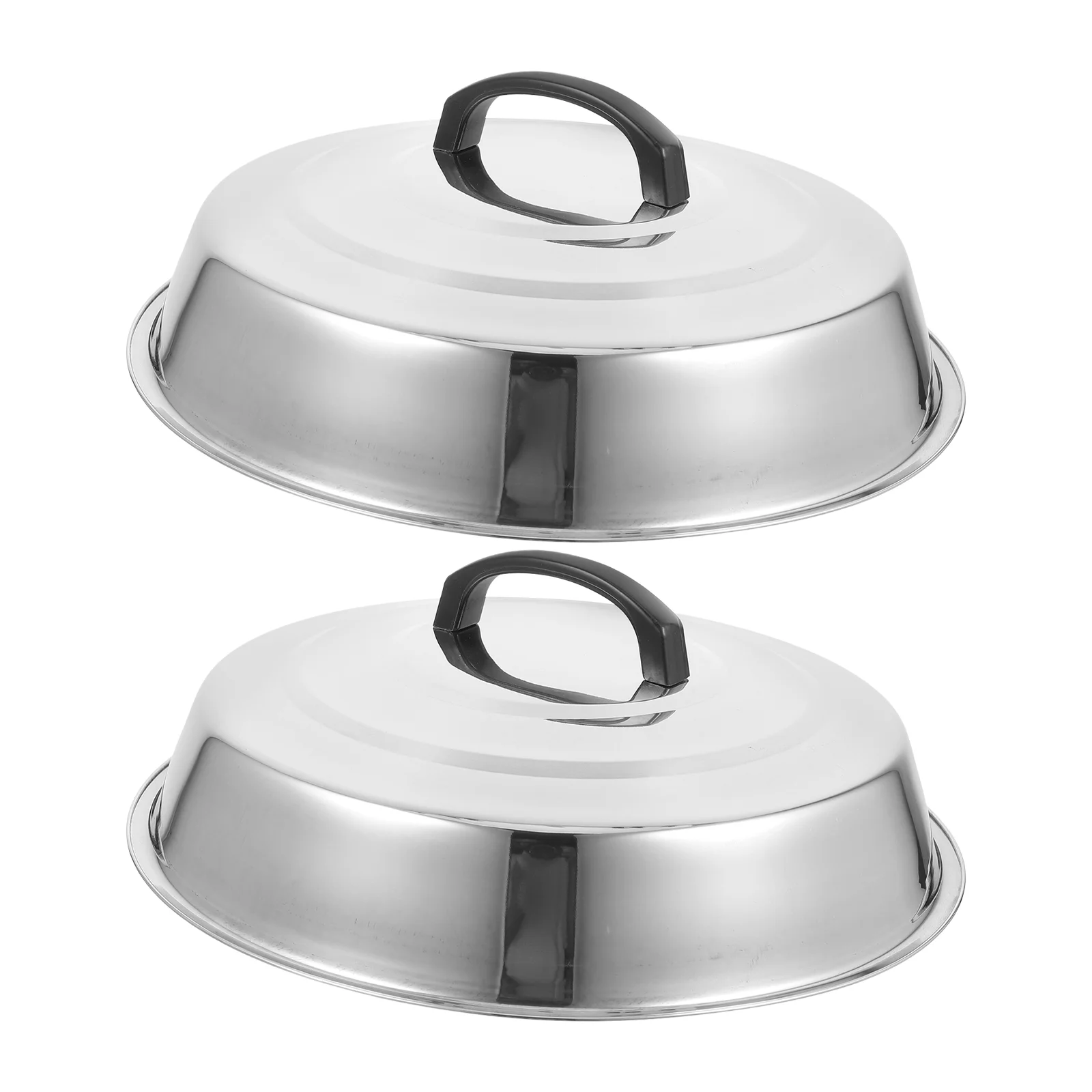 

2 Pcs Wok Cover Stainless Steel Thickened Large Capacity Universal Pot Pan Lid Replacement Griddle Dome Basting