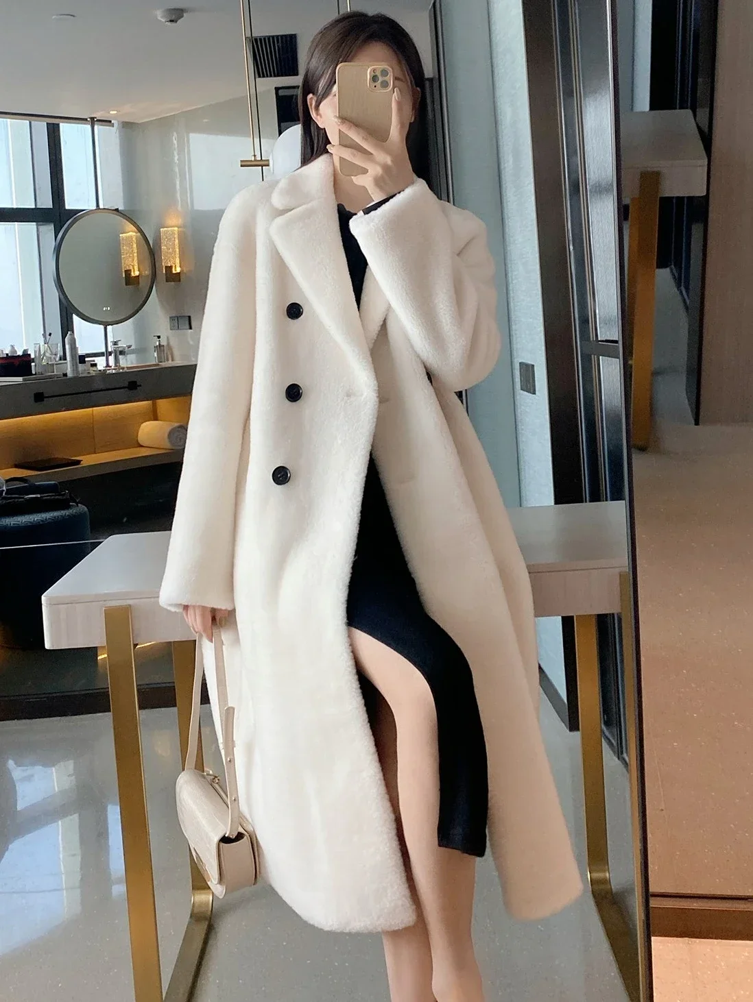 Tajiyane 100% 양털 재단 재킷 여성 겨울 양모 코트 우아한 모피 코트 여성 중간 길이 모피 Jakcets Korean Abrigos SGG1101