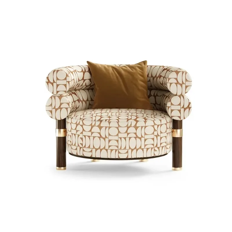 

Modern luxury design hotel lobby sofa fabric velvet light luxury modern living room soft single sofa