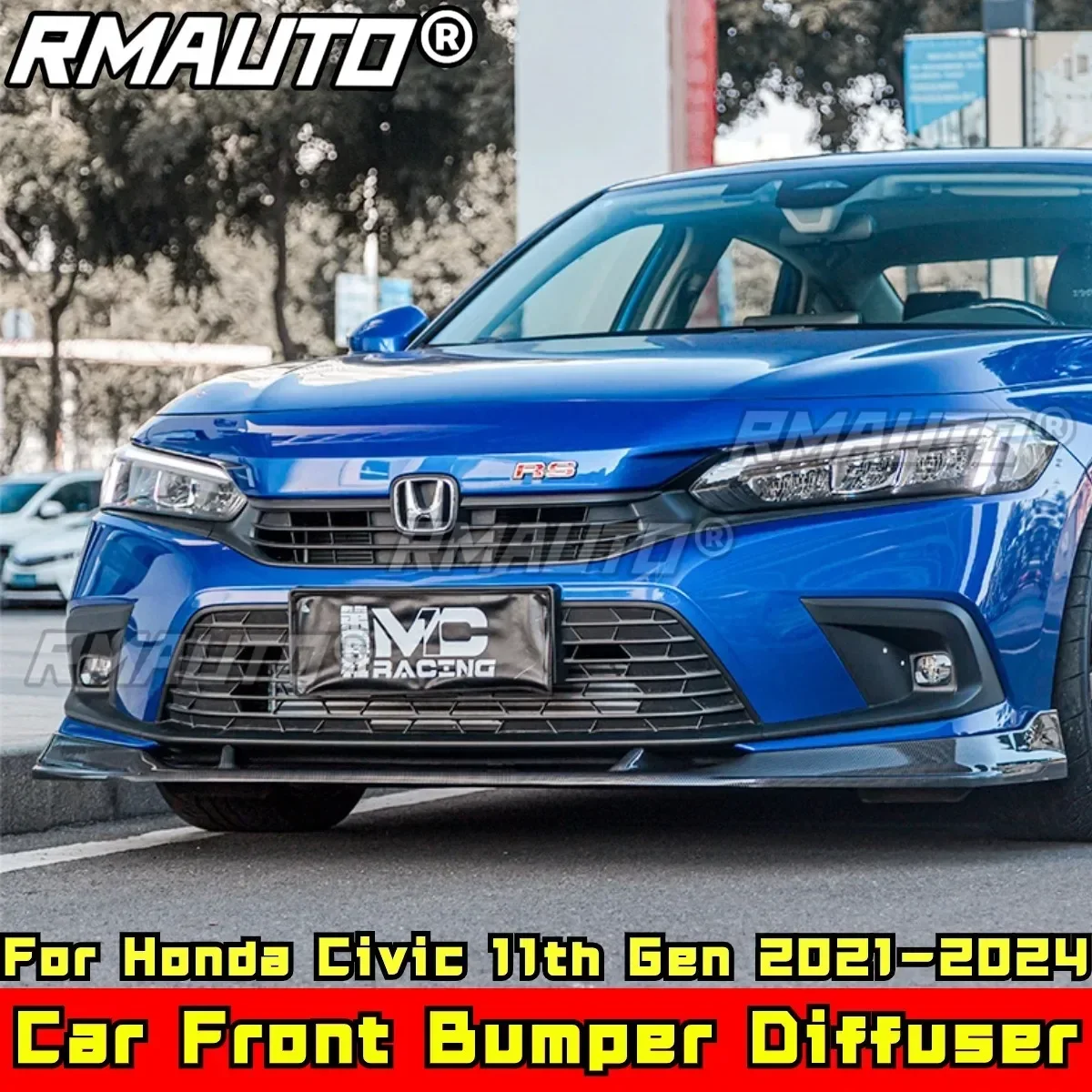 

For Honda Civic 11th Gen 2021-2024 Body Kit Front Bumper Splitter Carbon Fiber Look MC Style Front Bumper Lip Car Accessories
