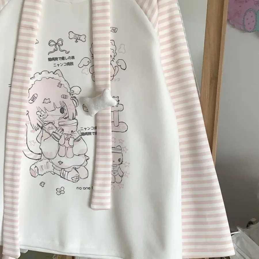 Sweet Kitten Print Graphic Tshirts O-neck Pink Striped Long Sleeve Sweatershirt Female Cute Japanese Y2k Top Aesthetic Ropa 3 Sweet Kitten Print Graphic Tshirts O-neck Pink Striped Long Sleeve Sweatershirt Female Cute Japanese Y2k Top Aesthetic Ropa 3