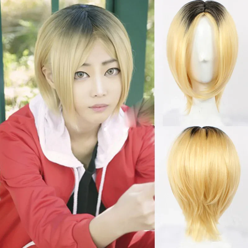 

Anime Haikyuu!! Kenma Kozume short yellow Bob Cosplay Costume Play Wigs Halloween Costumes Hair wig