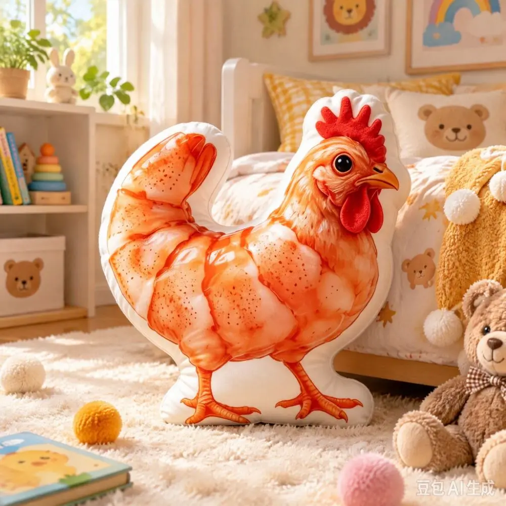 Funny 3D Printing Chicken Plush Toys Soft Comfy Simulation Shrimp Chicken Doll 15/30/45cm Soft Cute Stuffed Chicken Room Decor