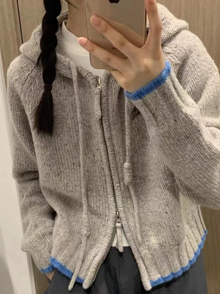 

Women's Knitted Sweater Winter Thiened ort Zipper Knitwear Small Size Open Cardigan Top Warmth Commute Sle Regular Sve