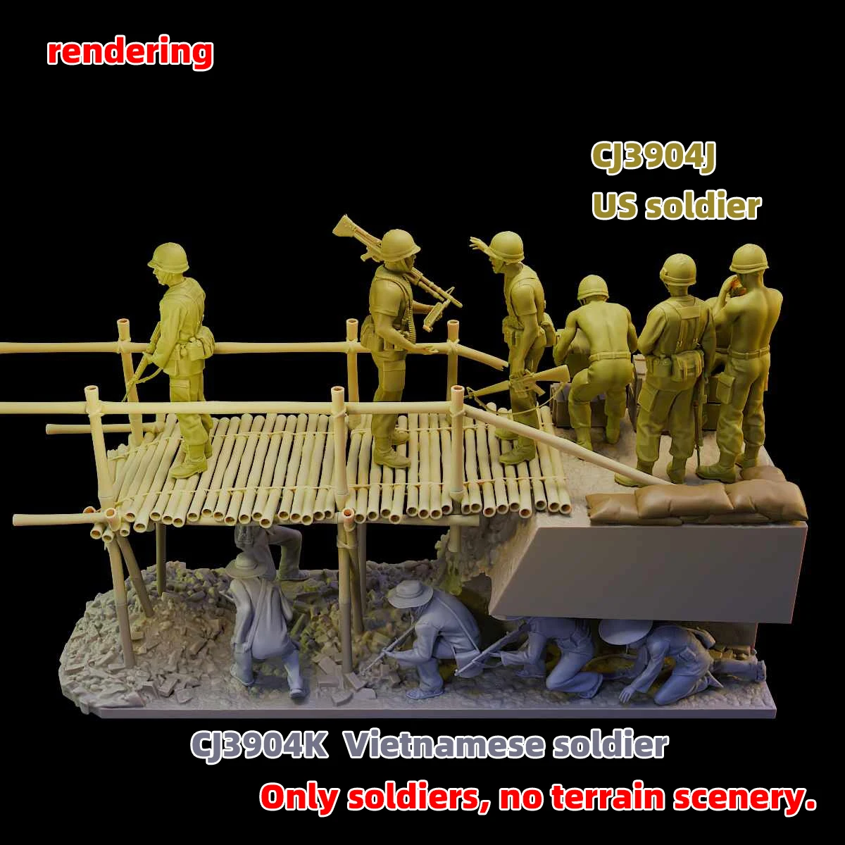 1/35 1/48 1/72 Maßstab Modellbausatz 3D Harz Miniatur-Soldatenfiguren Vietnam-Krieg US- und NVA-Soldaten Unbemalt Unmontiert Diorama – Detail 7