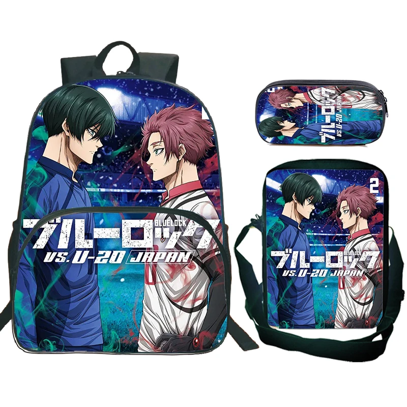 블루 락 어린이 배낭 (앞주머니 포함) 어깨 가방 연필 가방 학생 Isagi Yoichi Bookbags 소년 소녀 용 학교 가방
