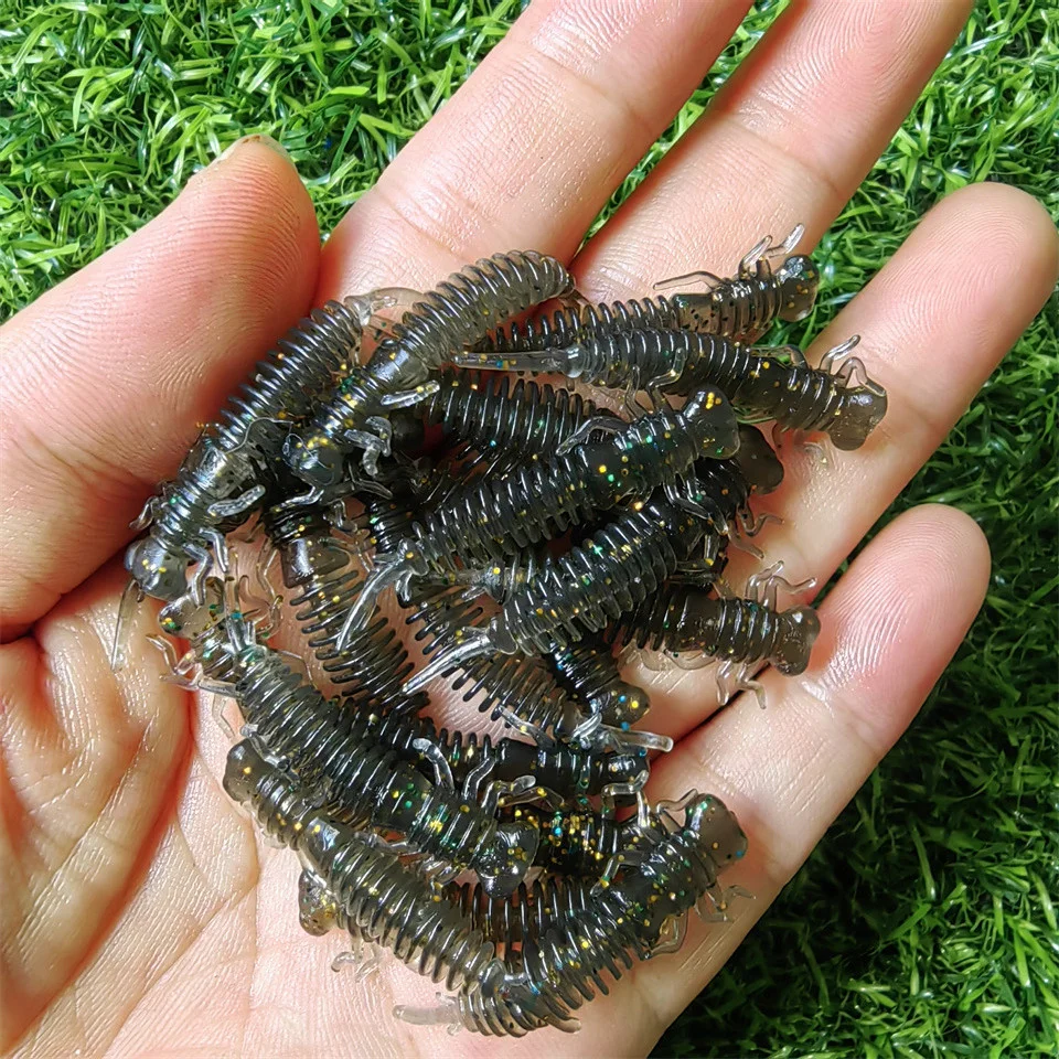 MUKUN 10PCS TPE Mini Weiche Angelköder 0,4g/40mm Künstliche Wurm Silikon Bass Jigging Köder Bionic Köder Libelle Larve – Detail 7