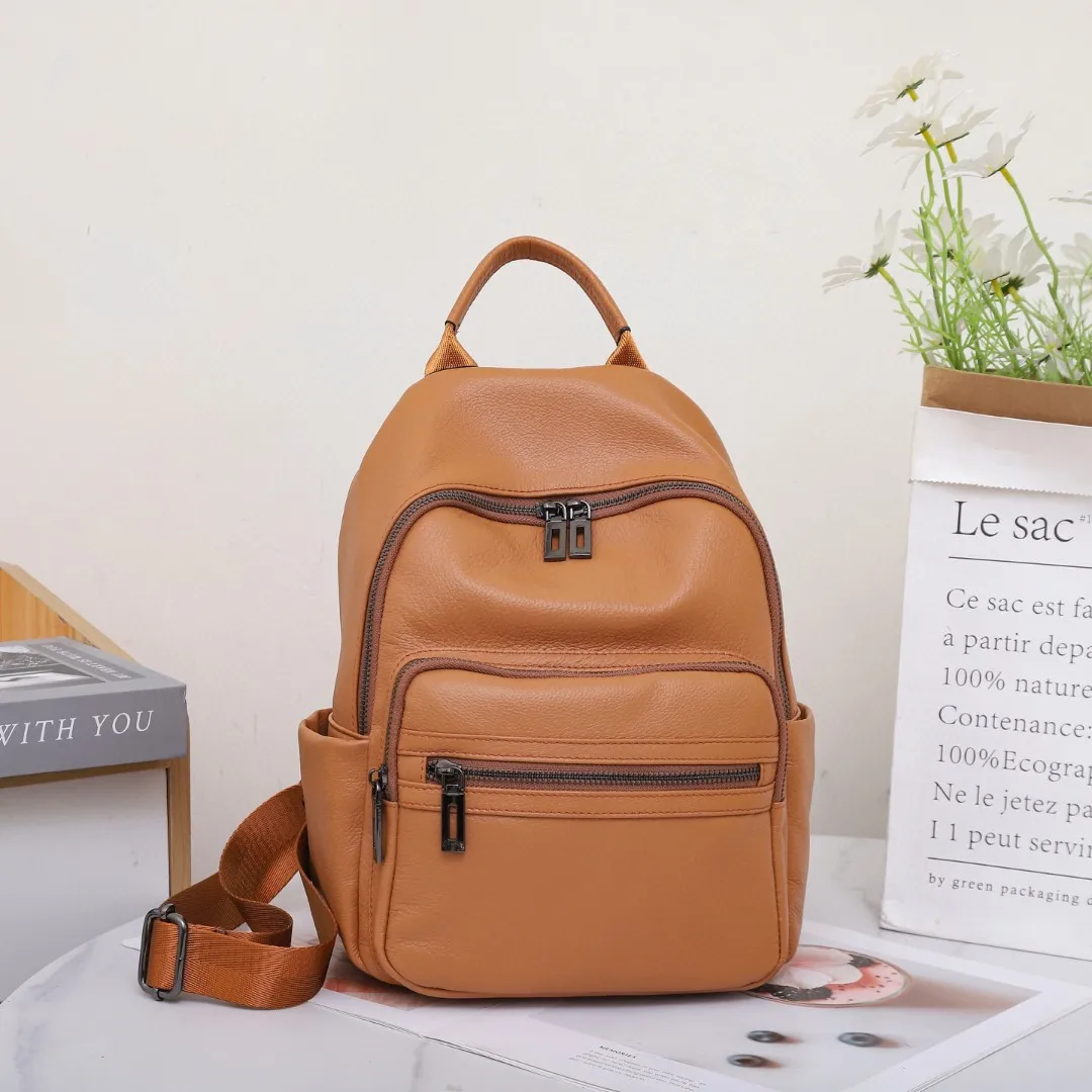 

Casual Woman Genuine Leather Backpack 2026 New Real Cow Leather Tote Bags Small Ladies Cowhide Shoulder Bag