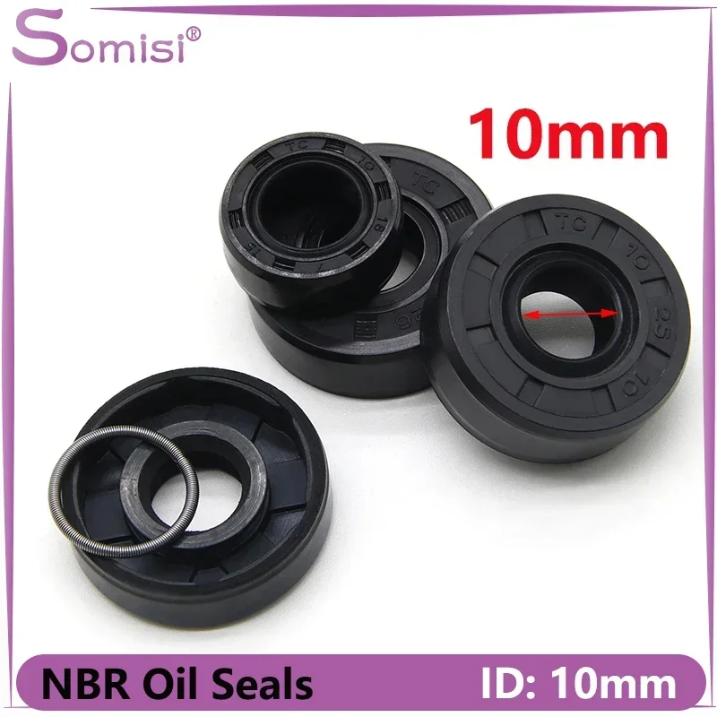 

2/5pcs ID 10mm NBR Oil Seal TC-10*17/18/19/20/22/25/26*5/7/8/10mm Nitrile Rubber Shaft Double Lip Oil Seals Gasket