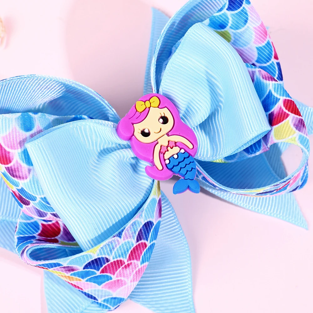 1PC Super Fairy Mermaid Bow Hair Clips Lovely Princess Hairgrips for Small Children Hair Clips for Girls Kids Headwear