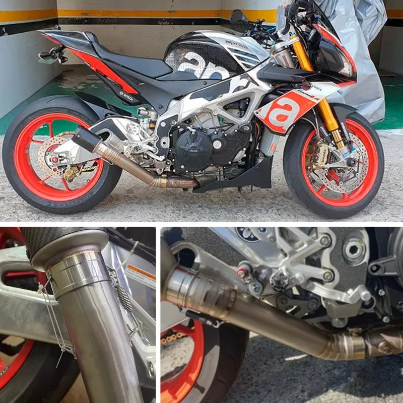 لأبريليا RSV4 2017 2018 2019 دراجة نارية الانزلاق على أنظمة العادم تعديل جودة سبائك التيتانيوم الأوسط وصلة الأنابيب