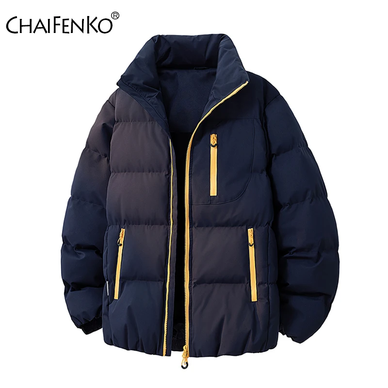 

Men Comfortable Stand Collar Keep Warm Parka New Fashion Windproof Casual Solid Coat Winter Loose Simplicity Thicken Jacket Men