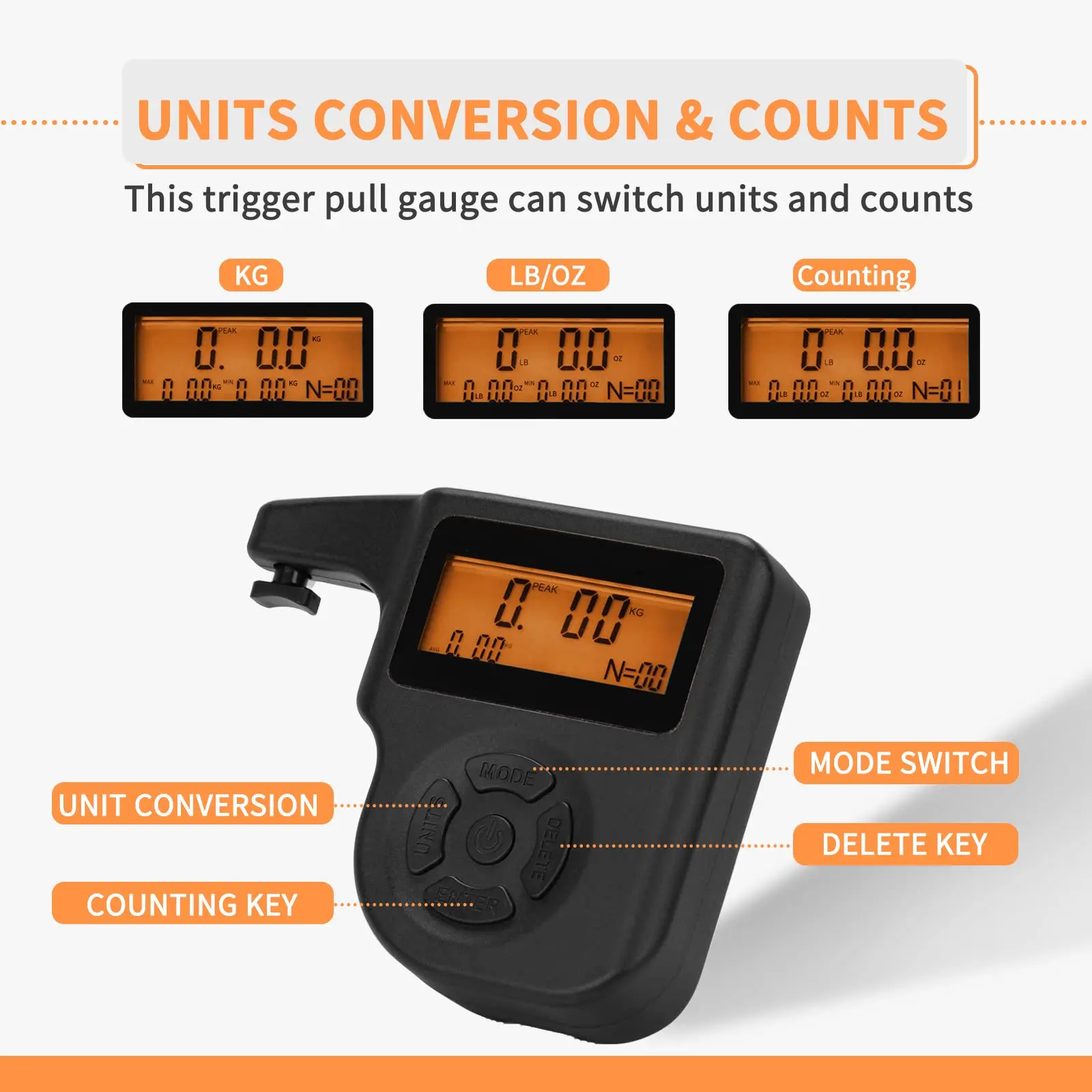 Profession elles digitales Trigger-Pull-Messgerät für genaue Messwerte Trigger-Pull-Messgerät mit LCD-Anzeige im Maßstab 0-12 lbs 1 Unze