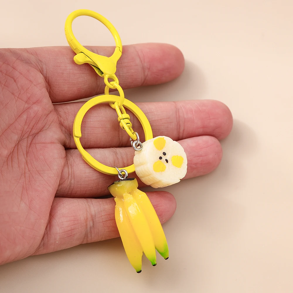Niedlicher Mandarinen-Bananen-Schlüsselanhänger für Autoschlüssel, Souvenir, Geschenke, Damen, Herren, Handtasche, hängende Schlüsselanhänger, Zubehör, DIY-Schmuckzubehör – Detail 7