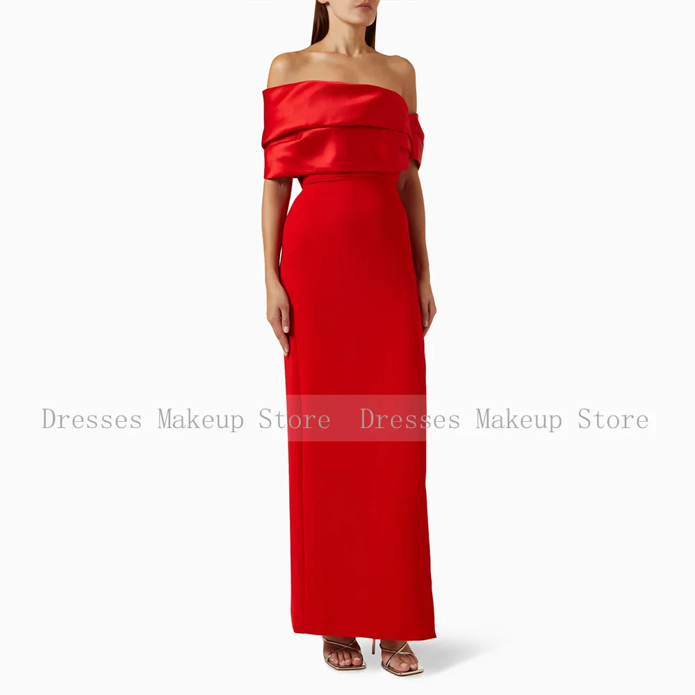 Elegant Evening Dress Maxi 2024 Off the Shoulder Column Red Wedding Guest Gowns for Women Side Splir Simple Formal Party Dresses