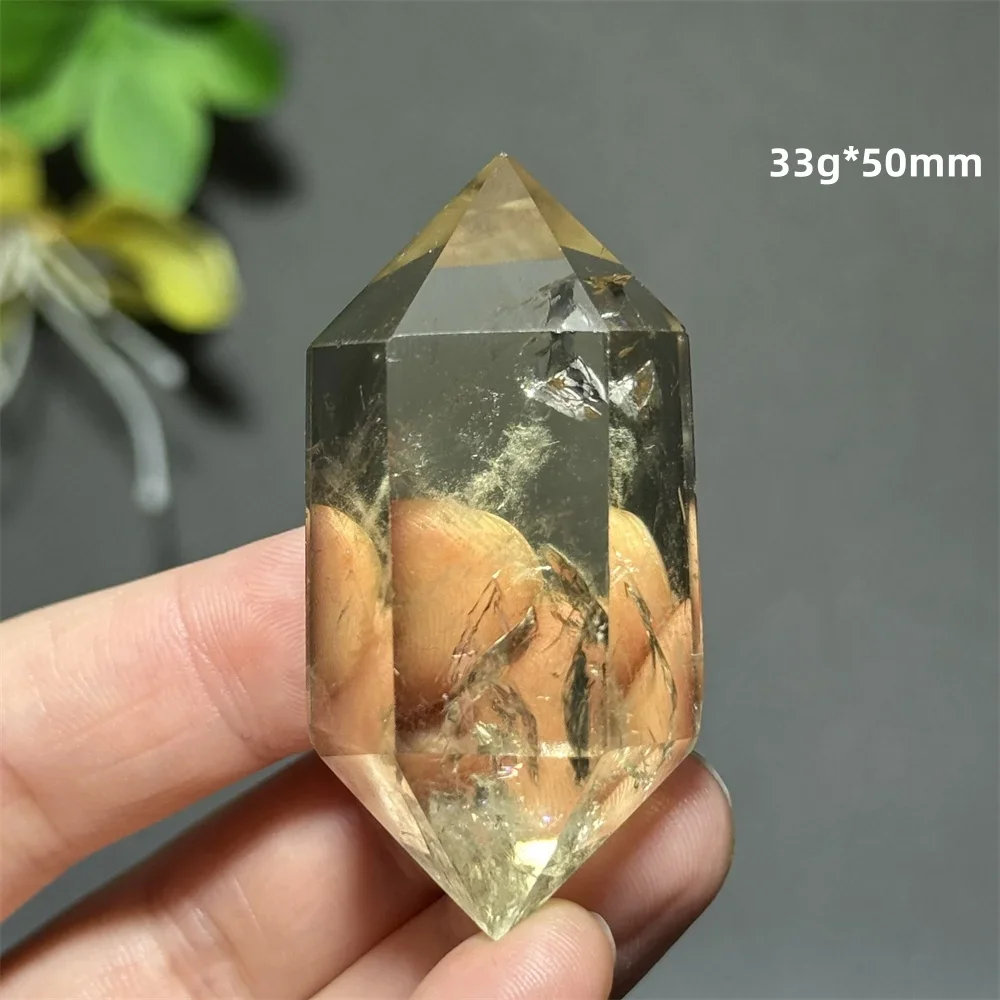 Natural High-Quality Citrine Double-Pointed Energy Bar Healing Aura Mineral Crystal Wealth Family Garden Decoration Gift