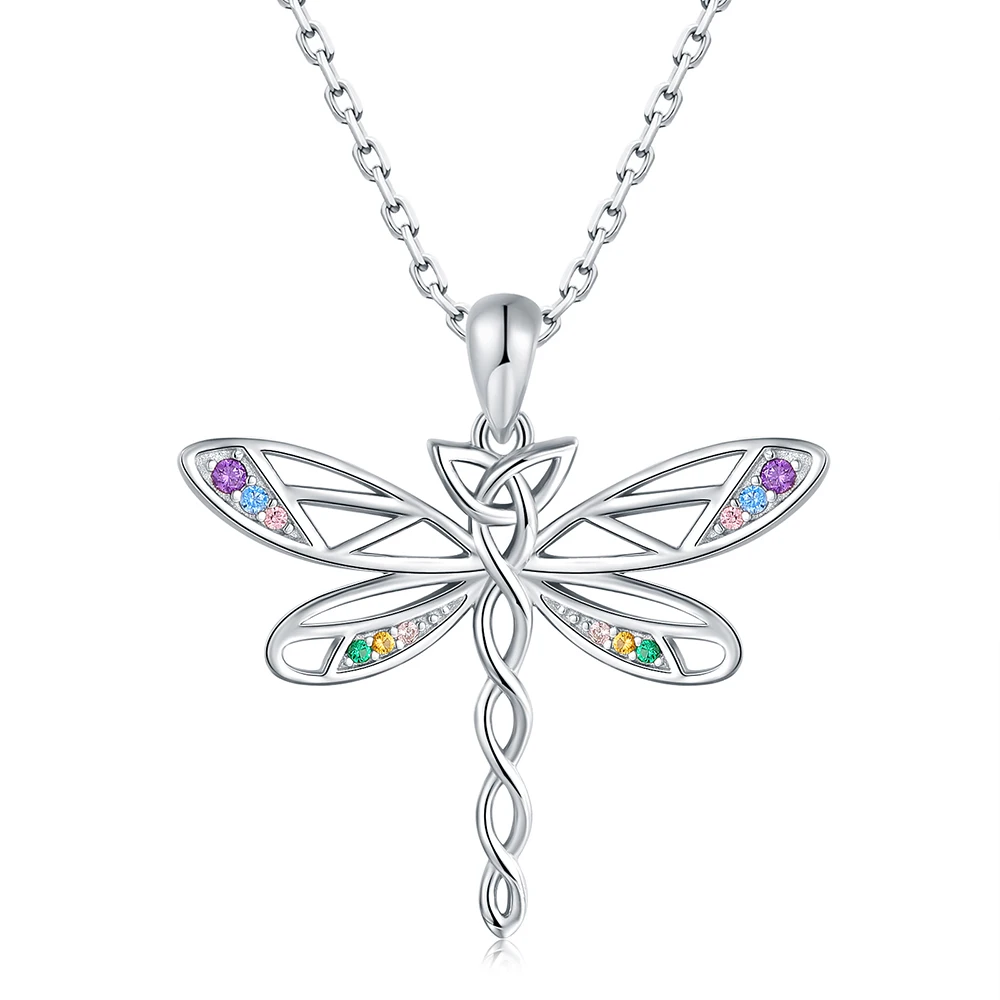 

Ожерелье из стерлингового серебра 925 пробы с бесконечным кельтским узлом и стрекозой, кулон, ювелирные изделия, подарок для женщин, девочек-подростков, любителей стрекозы