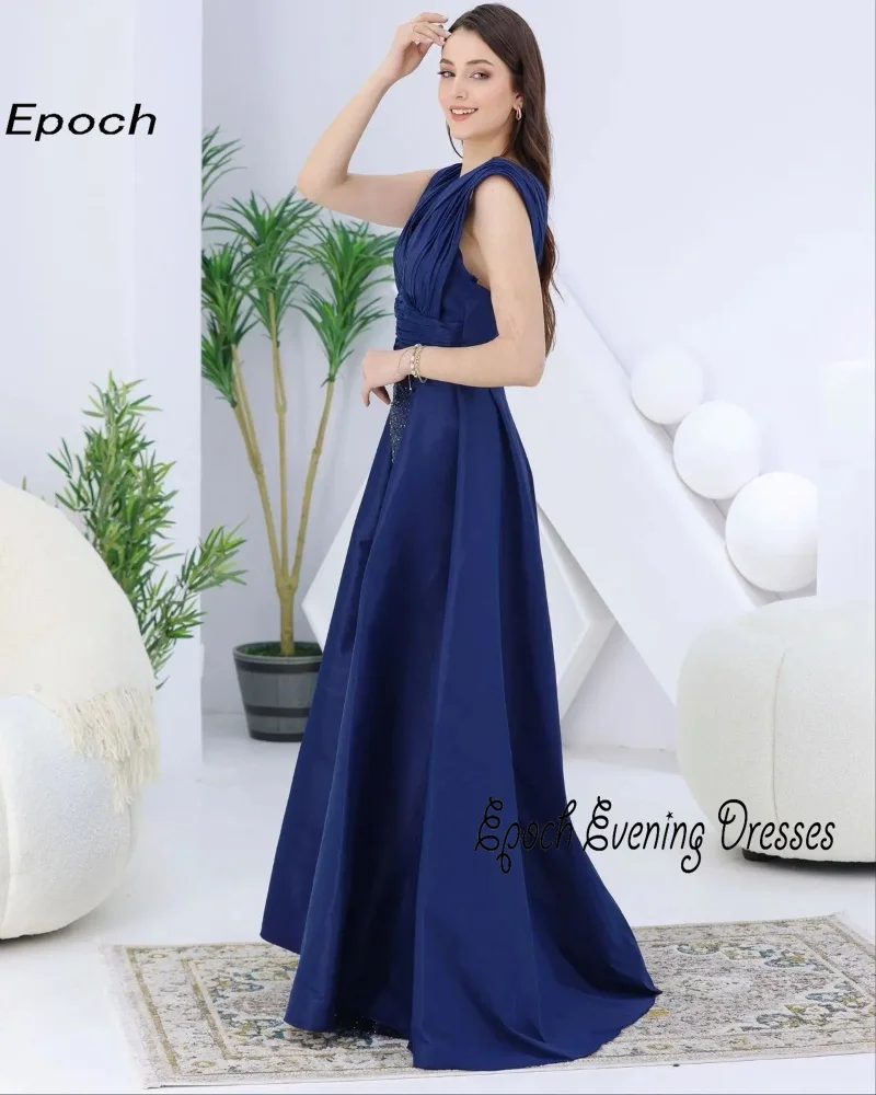 Vestido de noite de cetim leve para mulheres, elegante vestido com gola V, elegante, sexy, lantejoulas, azul marinho, vestido de formatura, 2021, 2024