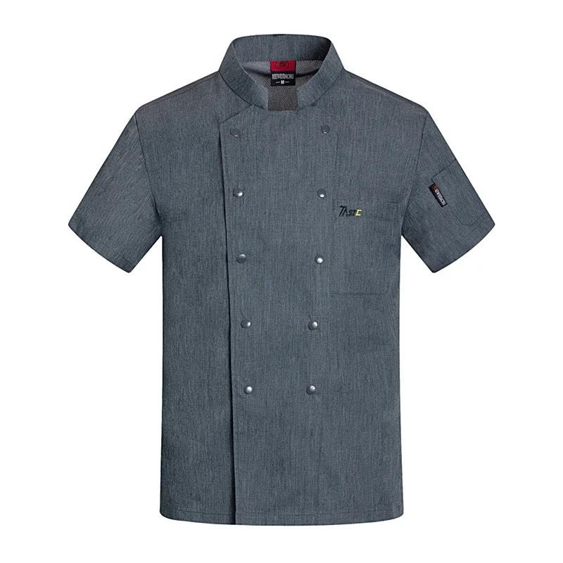 Męska czarna kurtka kucharska letnia fartuch z krótkim rękawem strój szefa kuchni restauracji hotelowa odzież do gotowania dla kobiet na zamówienie