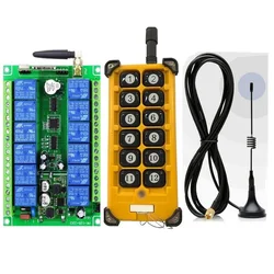 Long Distance Industrial 12CH DC12V 24V 36V 48V RF Wireless Remote Control Overhead Travelling Crane System Receiver Digital Key