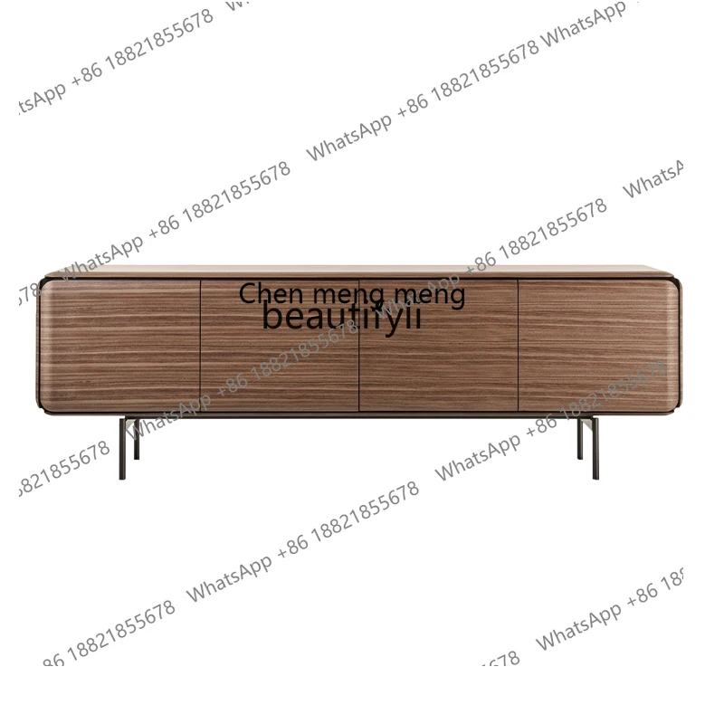 

North America Black Walnut Wooden TV Cabinet Solid Wood Living Room Storage Floor Cabinet Nordic Storage Audiovisual Cabinet