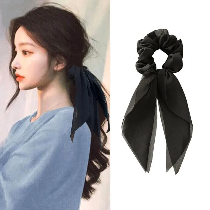 

Korean Minimalist Charm Hair Ring Pure Color Bowknot Ribbon Hairband for Women Sweet and Elegant Girl's Hair Accessory