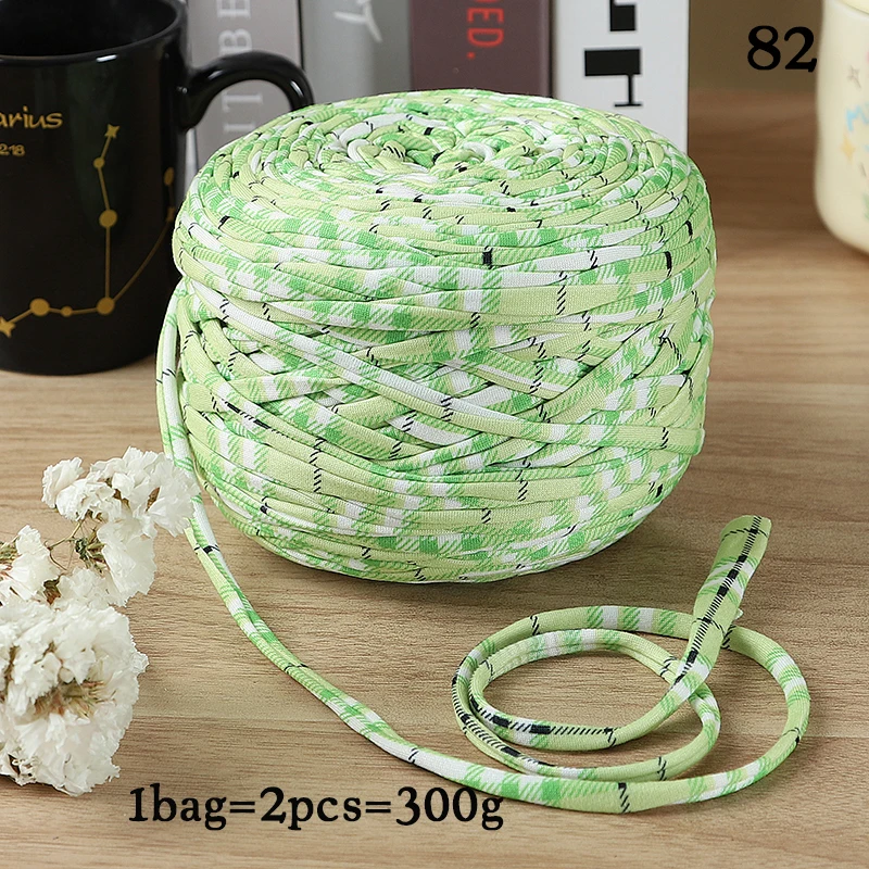 Large Rolls of Fabric Yarn, Polyester Yarn, with Colorful and Diverse Patterns, Suitable for Knitting Bags, Slippers, and Other Handmade Crafts. Suitable for Beginners, Easy to Knit with Elasticity. 1 Bag = 2 Pieces = 600g