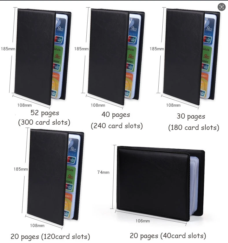 Cartões de couro quente id titular do cartão de crédito papel artesanato livro caso organizador coleção de negócios recipiente de armazenamento 40/120/180/240/300