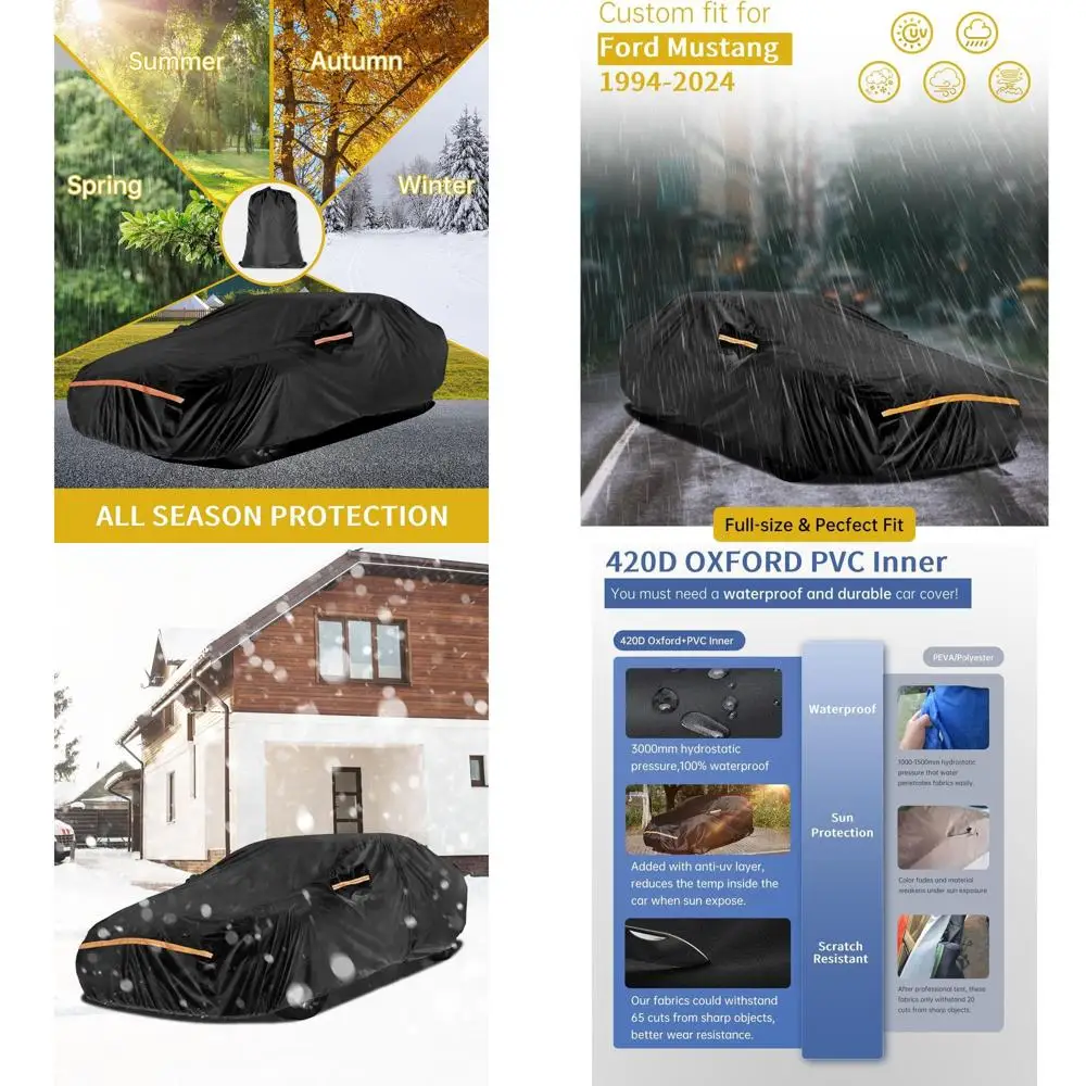 

Универсальный водонепроницаемый чехол для автомобиля Ford Mustang 1994-2025, сверхпрочная ткань Оксфорд 420D, ветрозащитный, снегозащитный, пылезащитный
