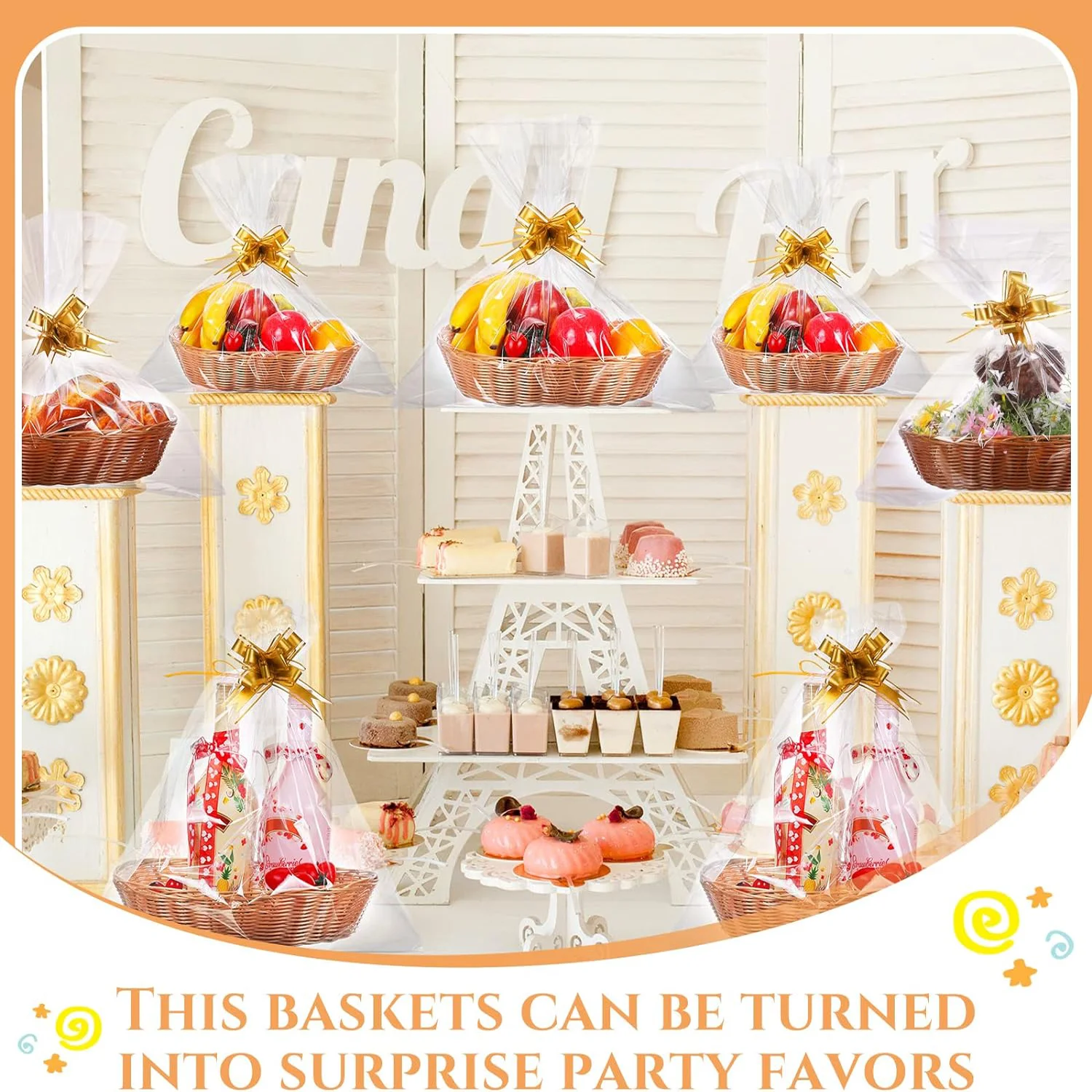 Plastic Oval Basket Empty Food Serving Storage Basket Gift for Kitchen, Restaurant, Vegetables, Fruits, Centerpiece Display