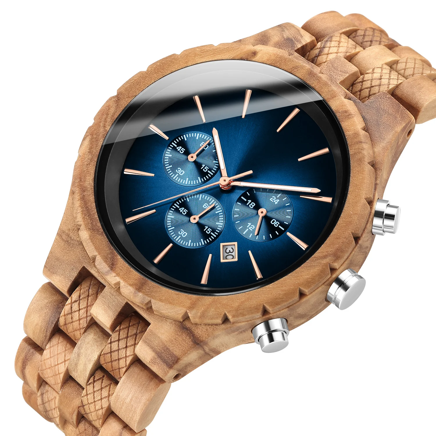 KUNHUANG-Montre en bois faite à la main pour homme, montre à quartz avec cadran multifonctionnel, chronographe Shoous de luxe, logo personnalisé